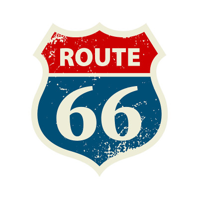 66号公路的迹象。的排版。复古的风格。矢量插图孤立在白色背景。