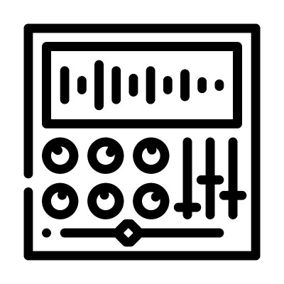 声音处理视频生产线图标矢量插图