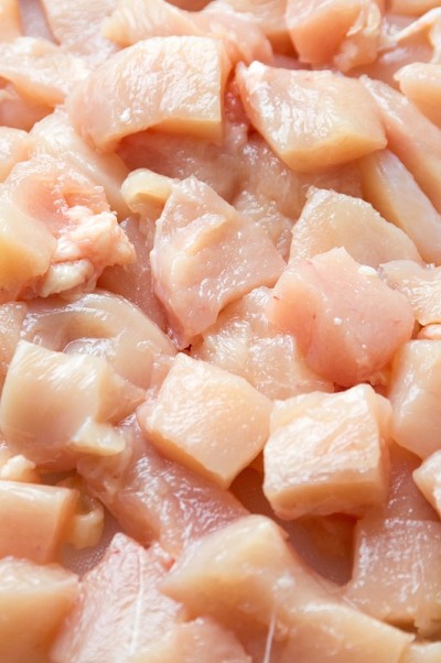 生鸡肉堆在一起