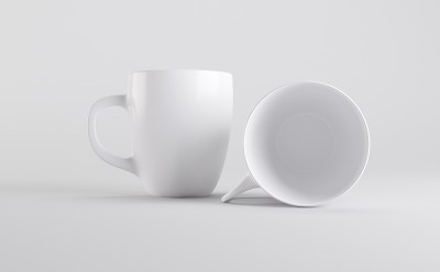 白咖啡杯杯模型3D插图