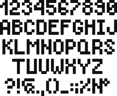 像素粗体圆角字母和数字，字母表，字体