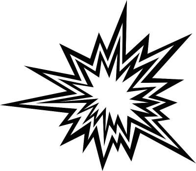 矢量插图的爆炸和碰撞闪光在黑色和白色