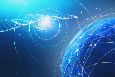 行星上方的卫星全息图。网络