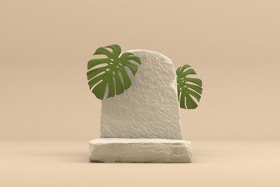抽象讲台，岩石石平台，Monstera，最小的产品展示