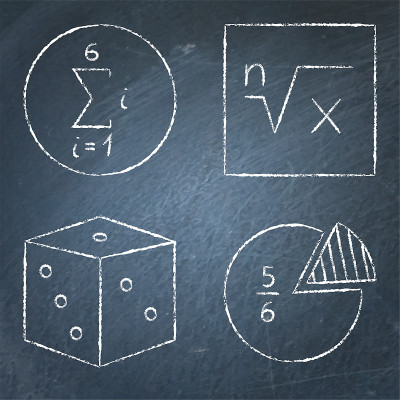 数学图标设置在直线风格的黑板上