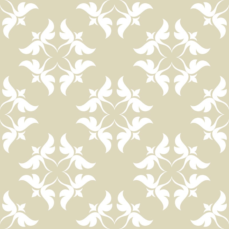 White floral seamless pattern on pale olive green 