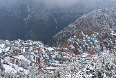 白雪覆盖的Namche集市