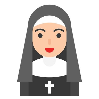 修女图标，职业和工作矢量插图