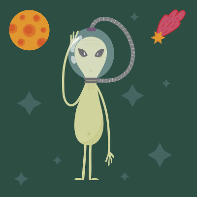 有趣的卡通怪物可爱的外星人角色生物快乐的插图魔鬼彩色动物向量