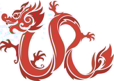 一个红色的龙的图形插图