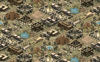 古埃及等距建筑，3D渲染