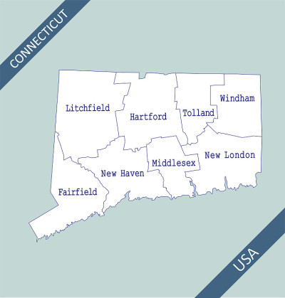 County map of Connecticut