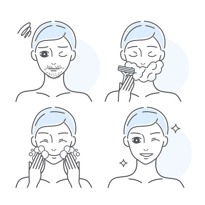 man shaving his mustache off