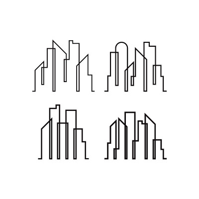 摩天大楼线条图标设计模板矢量孤立插图