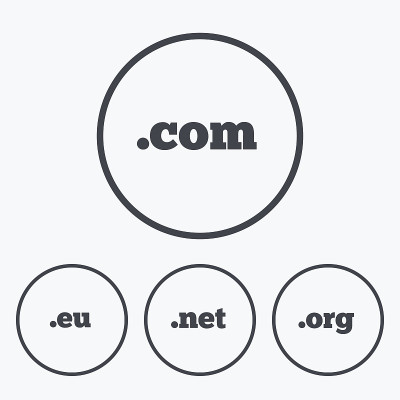 顶级域名的迹象。Com, Eu, Net和Org。