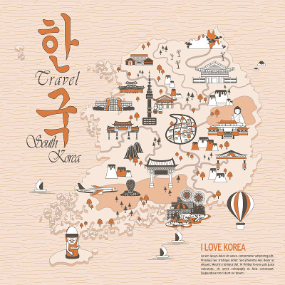韩国旅游地图