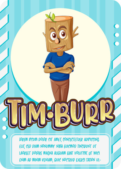 带有单词Timburr的角色游戏卡模板