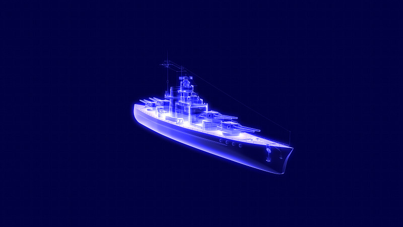 战舰全息图的3d插图