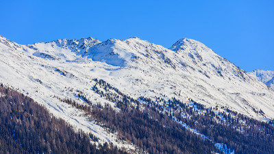 冬天从达沃斯看到的瑞士阿尔卑斯山的山峰