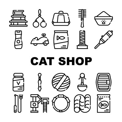 猫市场配件集合图标设置矢量