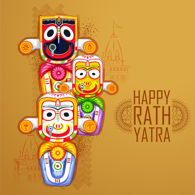 Lord Jagannath, Balabhadra和Subhadra在年度Rathayatra在奥