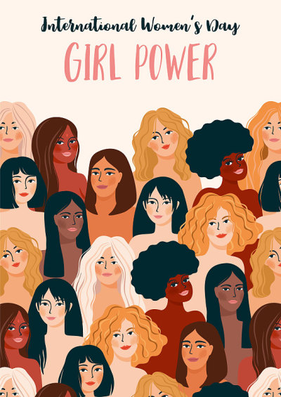国际妇女日。向量插图的妇女不同的民族和文化。