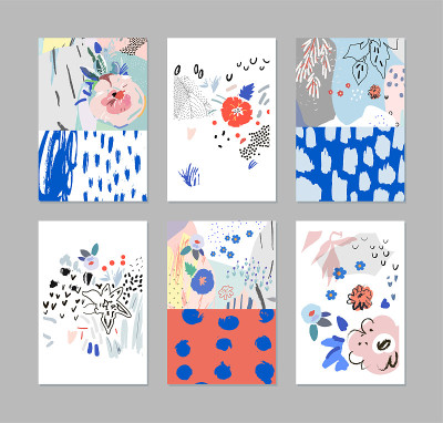 Collection of creative universal artistic cards.