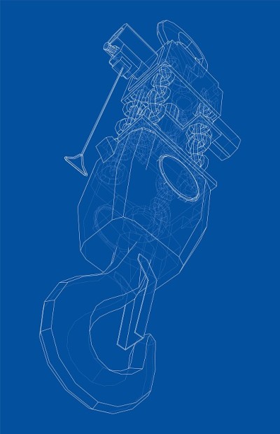 Pneumatic Wire Rope Winch concept outline. Vector