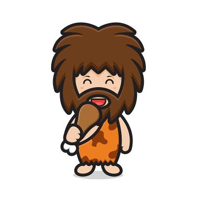 可爱的古人类人物抱肉