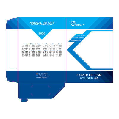 Folder design, cover layout with calendar 2020, st