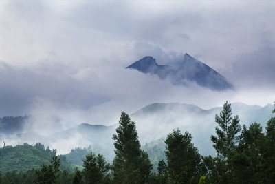 有雾的山地景观