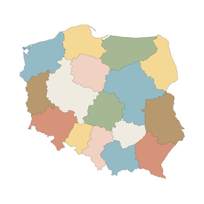 波兰彩色矢量地图