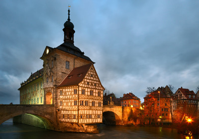 Altes Rathaus(老市政厅)黄昏。班贝克,巴伐利亚。