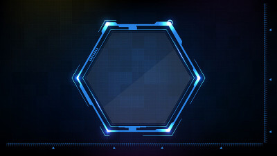 抽象背景蓝色发光六角星技术科幻框架hud ui