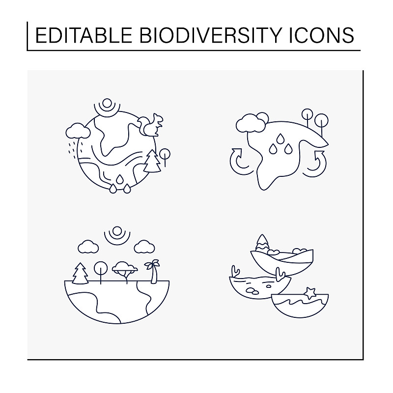 生物多样性线条图标集