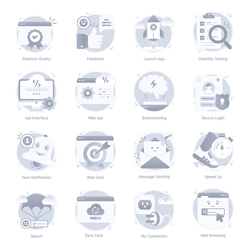 Set of Social Media Flat Rounded Icons