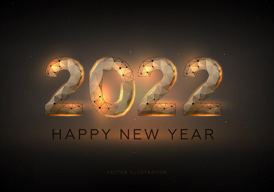 新的2022年程式化数字。日历头或贺卡