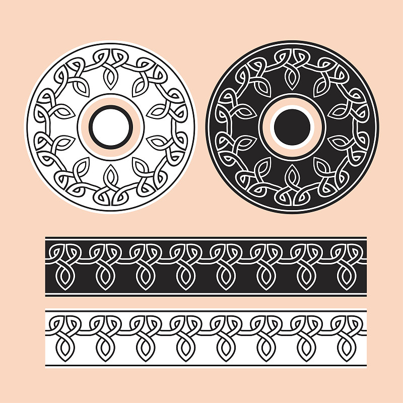 Celtic knotwork round frames and border ornament