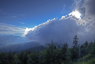 在大烟山变化的云景。