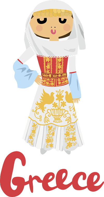 穿着传统希腊服饰的妇女