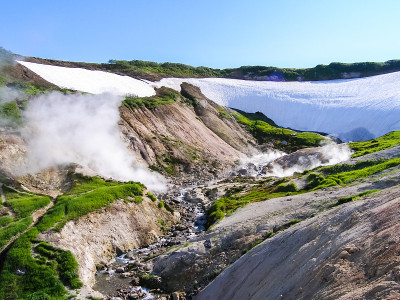 堪察加的风景，山脉和火山。