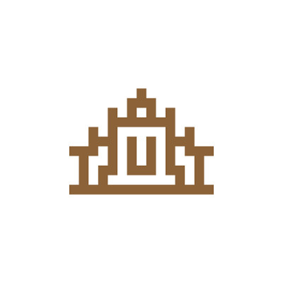 插图的城堡，宫殿或寺庙与u字母的设计在矢量插图