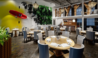 餐厅和餐厅的3D渲染