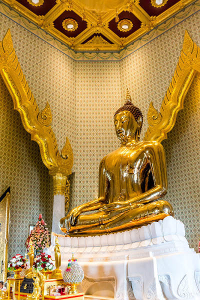 纯金佛像在Wat Traimit，曼谷，泰国