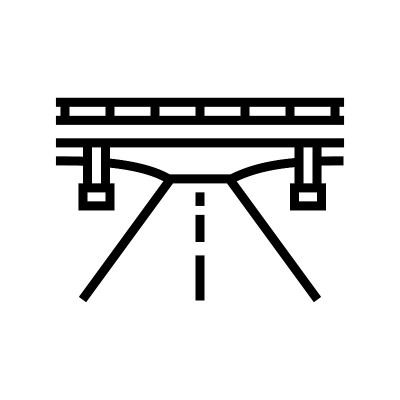 道路和桥梁线图标矢量插图