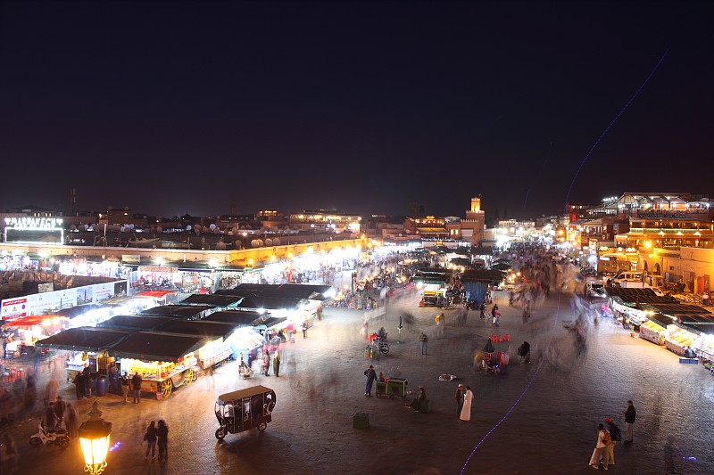 摩洛哥马拉喀什的Jemaa el-Fna市场
