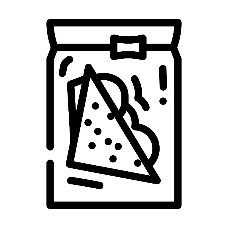 三明治食品包装线图标矢量插图