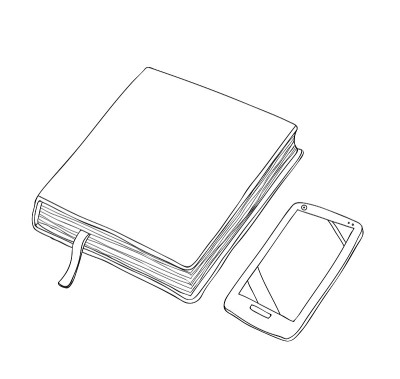 笔记本和智能手机手绘矢量线艺术插图