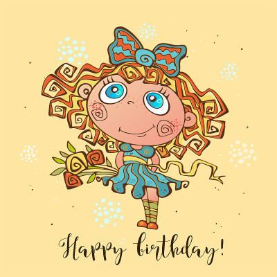 Happy birthday. Birthday card for girls on the occ