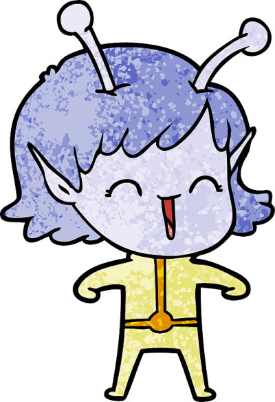 卡通外星人女孩笑了